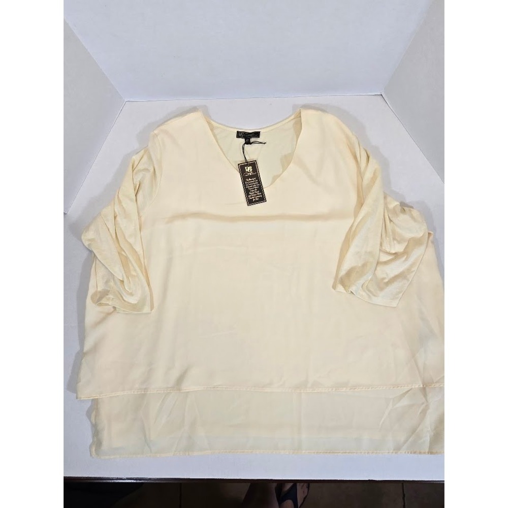 DG2 Diane Gilman V-Neck Blouse Flowy Layered Plus Size‎ Top 4X